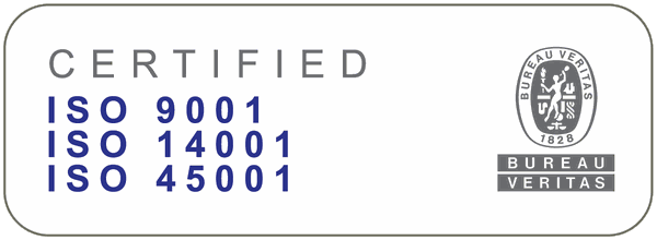 Bureau Veritas certification mark: ISO 9001, ISO 14001, ISO 45001
