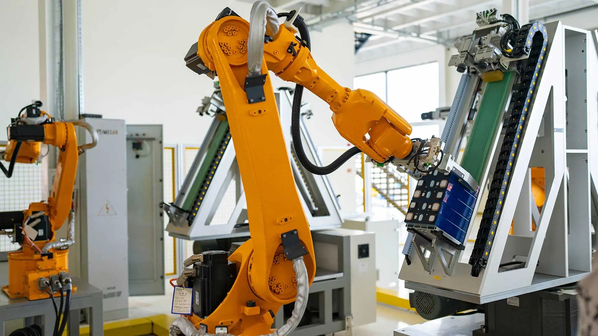 Robotic battery module assembly line at the IMECAR factory