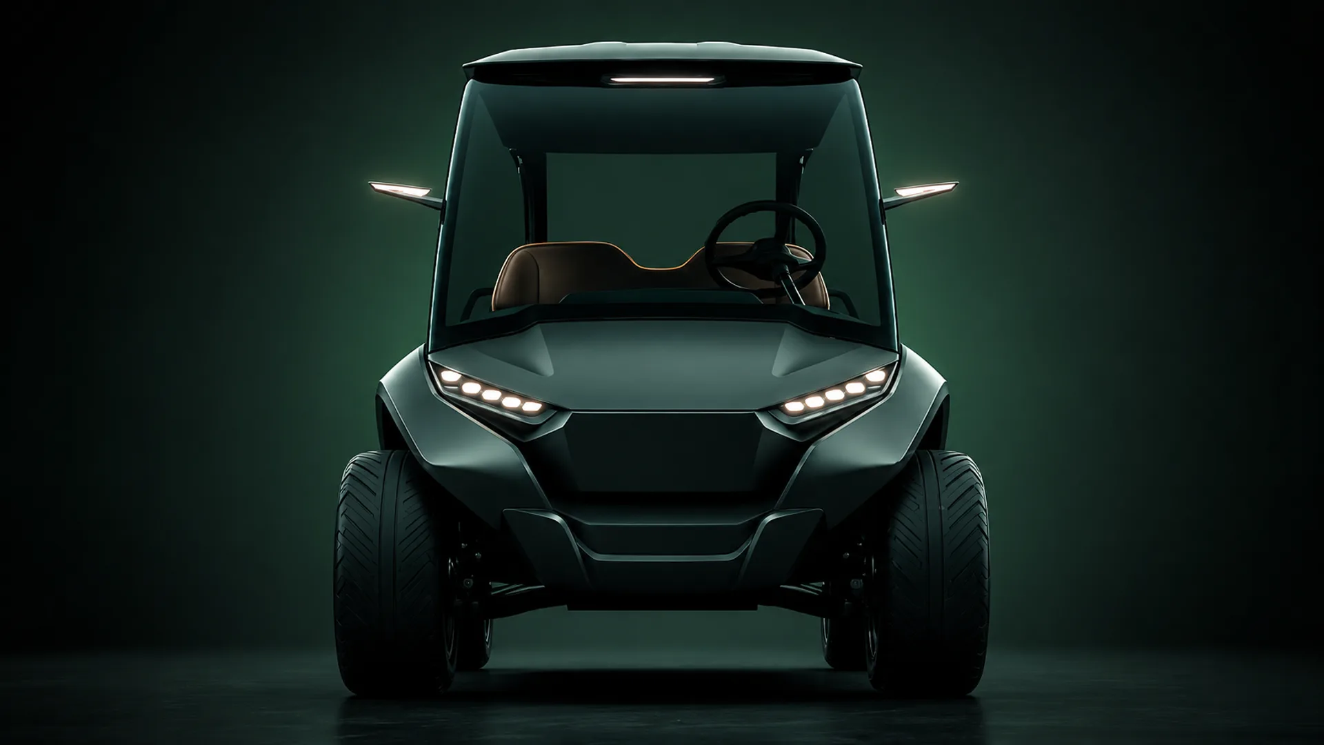 Futuristic emerald electric golf cart